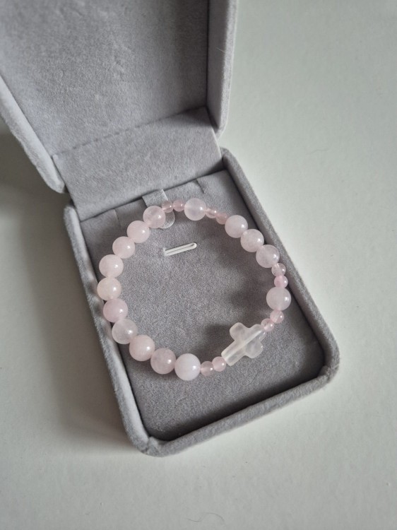 Bransoletka ROSARY ROSE z kamieni naturalnych - kwarc różowy