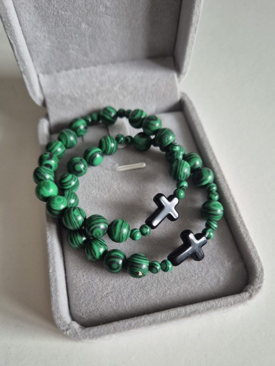 Zestaw 2x Bransoletka ROSARY ROOT z kamieni naturalnych - zielony malachit