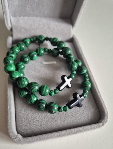 Zestaw 2x Bransoletka ROSARY ROOT z kamieni naturalnych - zielony malachit