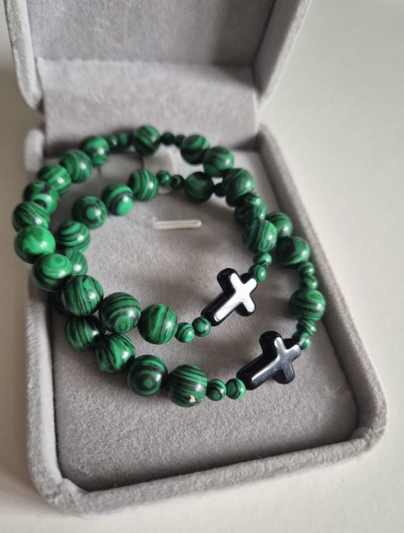 Zestaw 2x Bransoletka ROSARY ROOT z kamieni naturalnych - zielony malachit