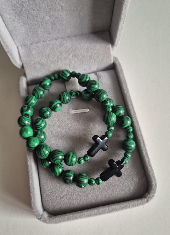 Zestaw 2x Bransoletka ROSARY ROOT z kamieni naturalnych - zielony malachit