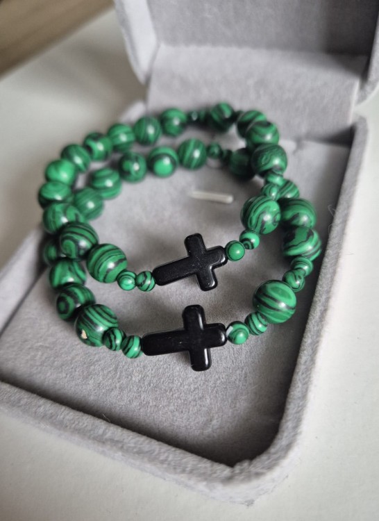 Zestaw 2x Bransoletka ROSARY ROOT z kamieni naturalnych - zielony malachit