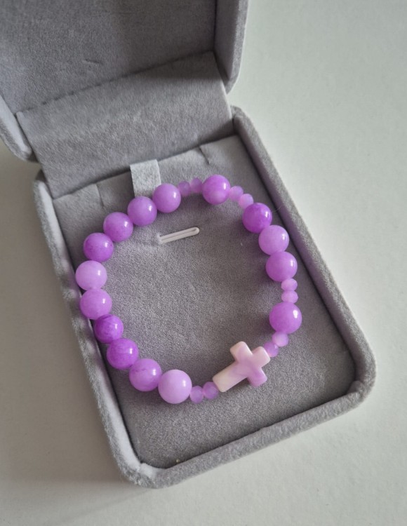 Bransoletka ROSARY LAVENDER z kamieni naturalnych - fioletowy ametyst