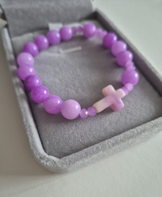 Bransoletka ROSARY LAVENDER z kamieni naturalnych - fioletowy ametyst