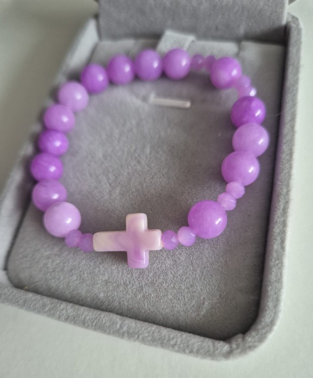 Bransoletka ROSARY LAVENDER z kamieni naturalnych - fioletowy ametyst