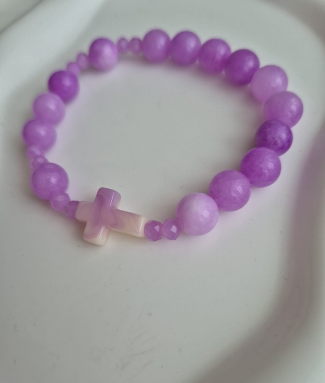 Bransoletka ROSARY LAVENDER z kamieni naturalnych - fioletowy ametyst
