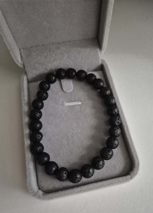 Czarna Bransoletka LAVA z kamieni naturalnych Handmade biżuteria z Lawy Wulkanicznej